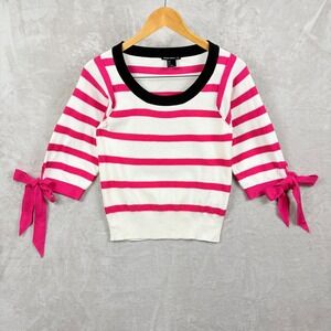 Sonia Rykiel for H&M Striped Knit Sweater Bow Sleeve Black Trim‎ Size S